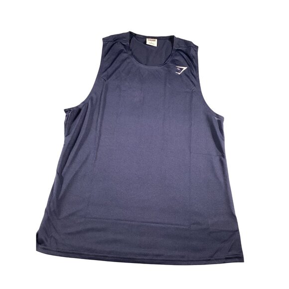 Gymshark Mens Arrival Tank L Navy Slim Fit100% Recycled Polyester Athletic Wear - Picture 1 of 5